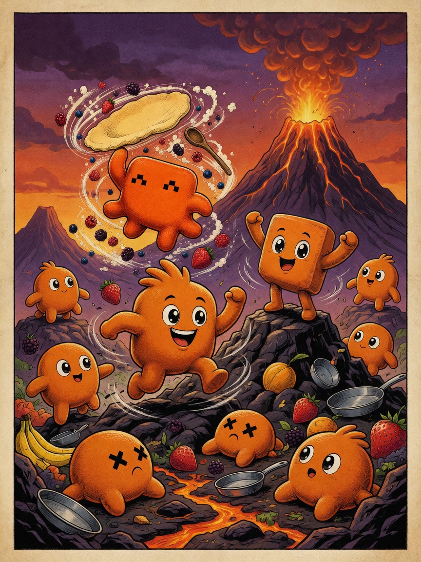 Week 1 cover: a volcanic island crowded with competing orange Claudlings.